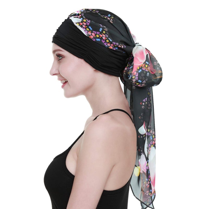 FocusCare Chemo Hair Turban For Cancer Women HeadWrap Scarves Long Hair Wig Accessories - Image 1